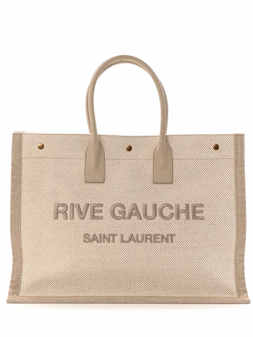 GUC Saint Laurent (YSL) Beige Rive Gauche Canvas Tote - Linen & Sea Salt